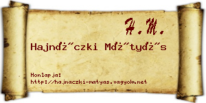 Hajnáczki Mátyás névjegykártya